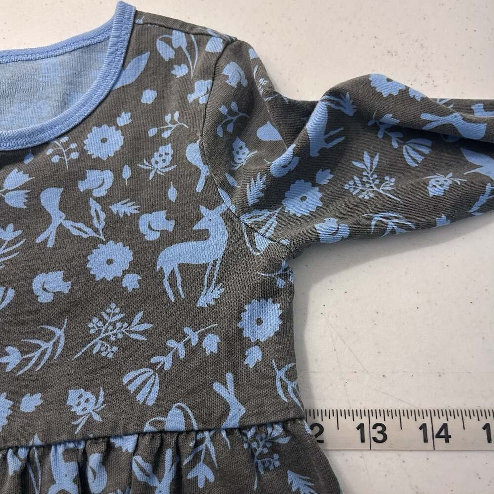 TEA COLLECTION Girl's 6 Sparkle Henley Dress Forest Animals Blue/Gray - Picture 6 of 7